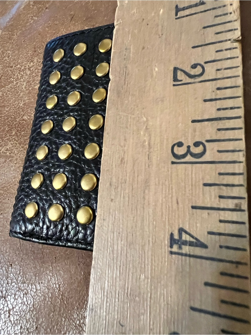 Vintage Fossil Black Studded Leather Wallet with Gold Rivets - Picture 4 of 5